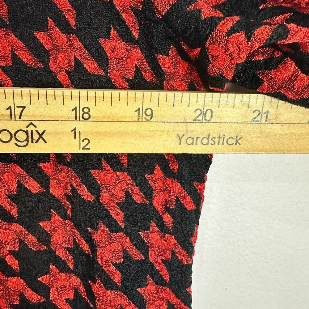 Coldwater‎ Creek Dress Medium Red Black Houndstooth Long Sleeve Tunic Jacket